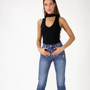 Lulu's Powerhouse Black Bodysuit Size Medium